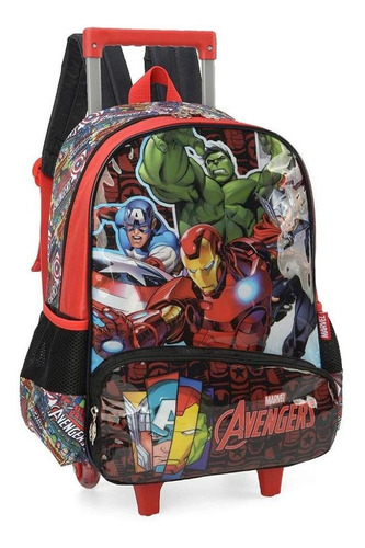 Mochila Carrinho Vingadores Vermelha Luxcel