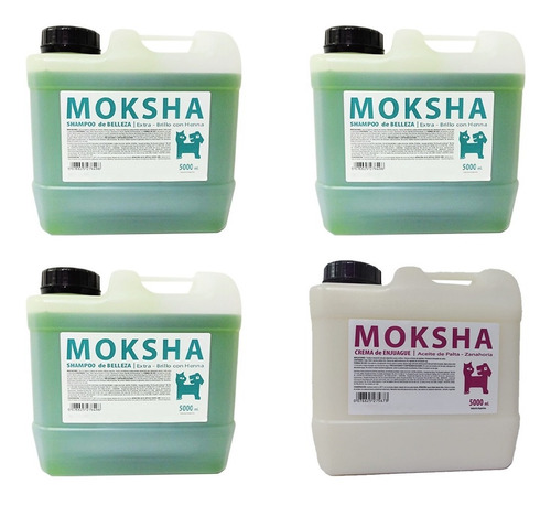 3 Shampoo Belleza Y 1 Crema De Enjuague  Moksha X 5 L