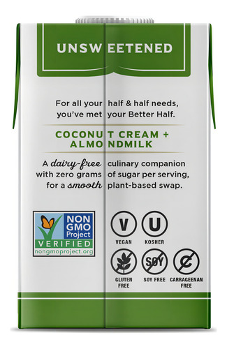 Crema De Café Better Half De Califia Farms, Crema De Coco Y Leche De Almendras, Mitad Y Mitad, Sin Lácteos, Whole30, Cetogénica, Vegana, Leche Vegetal, Sin Transgénicos, Sin Azúcar, 16 Onzas