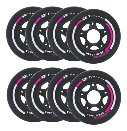 8 Rodas Traxart Fitness Hardwheels 80mm/88a - Preto 