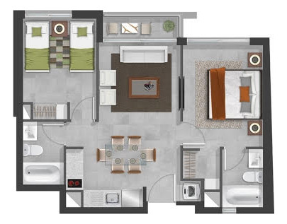 Se Arrienda Depto 2 Piezas + 2 Baños + Bodega (incluye Ggcc)