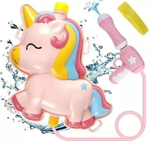 Pistola De Agua Con Mochila Infantil Unicornio Rosa