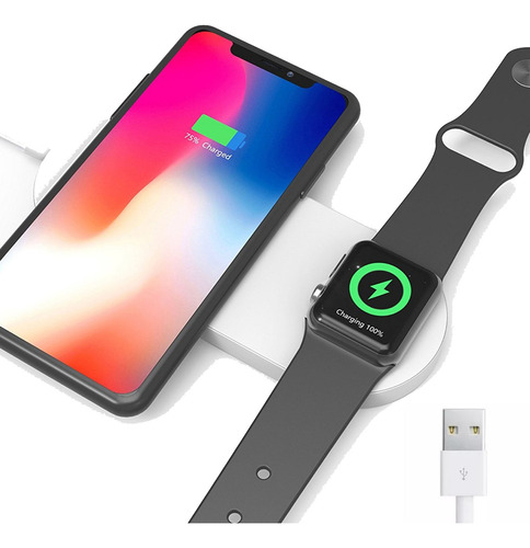 Cargador Inalámbrico Para iPhone + Apple Watch Y Samsung 