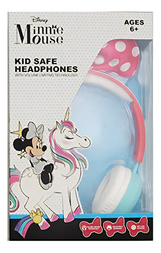 Auriculares Seguros Para Niños De Minnie Mouse Con Lazo Rosa