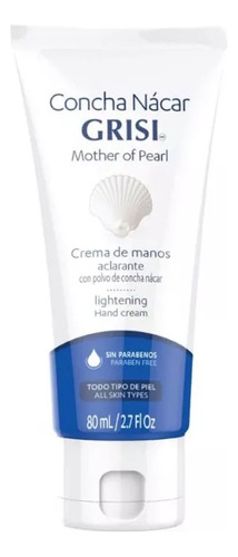 Crema Concha Nacar Aclarante Grisi P/ Manos 80ml