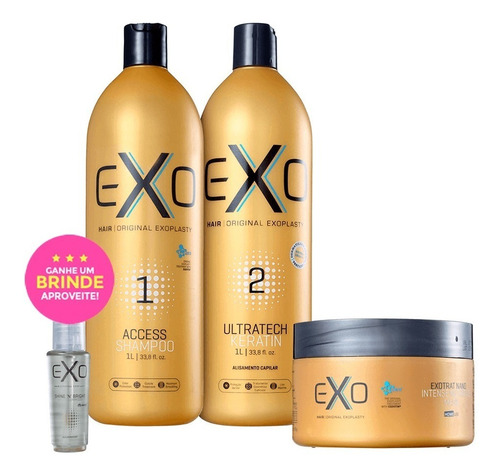 Exo Hair Kit Progressiva Exoplastia Litro + Mask + Brinde 