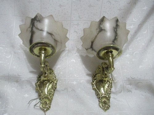 Par Apliques Pared Bronce Bellas Tulipas Alabastro Electrif