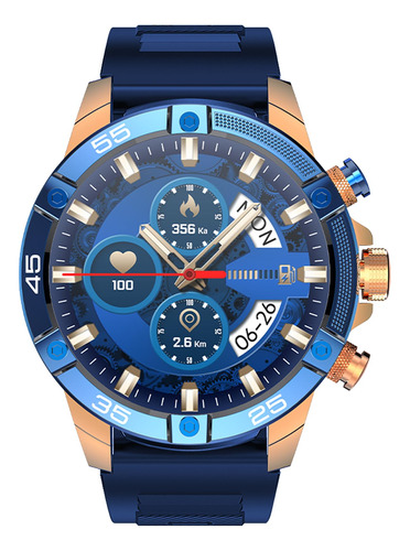 Reloj Inteligente Para Hombre Redondo Hd 1.53  Color Azul Io