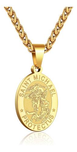 Rs Collar Con Colgante De San Miguel De Oro, Cadena Católica