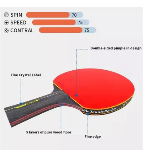 Set 2 Paleta De Ping Pong Profesional 6 Star / Con Estuche