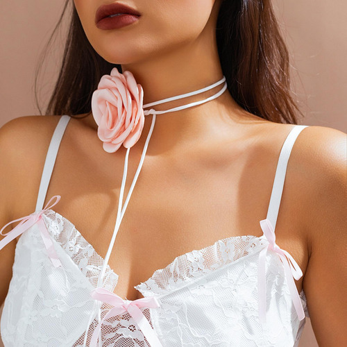 Flor Rosa Gargantilla Elegante Clásico Elegante Collar Para