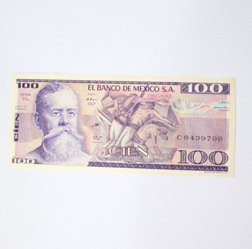 Billete 100 Pesos Venustiano Carranza Familia Aa 1982