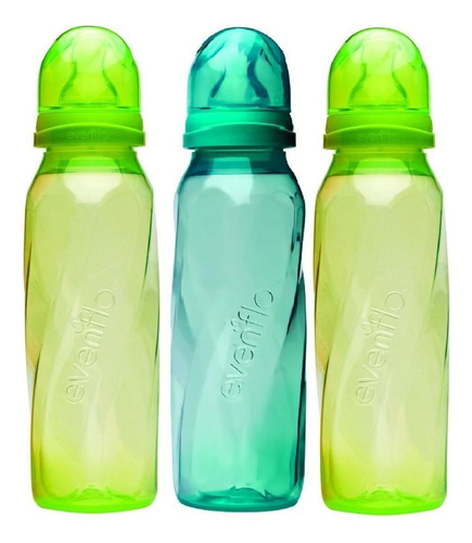 Paquete De 3 Biberones Evenflo Twist 1233 240ml/8oz Color Verde