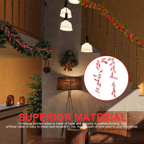 Guirnalda De Bayas Rojas De 65 Ramas Para Decoración Navideñ