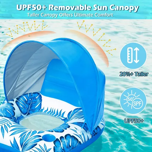 Jasonwell Flotador flotante para piscina – Flotadores inflables para lago, tumbona, balsa flotador de agua con portavasos para lago, río, piscina, flotante, grande, para fiestas, juguetes de