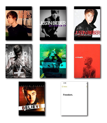Cuadros Decorativos Justin Bieber Discografía 8 Piezas