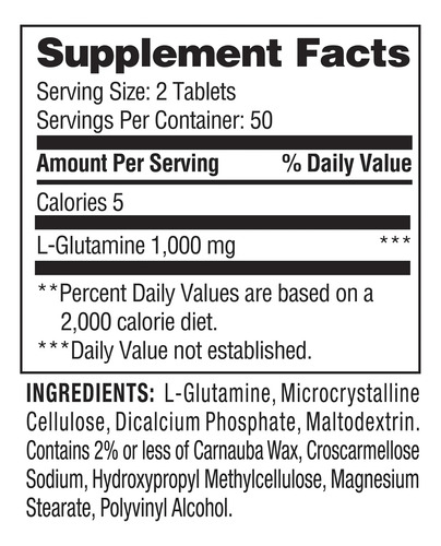 L-glutamina 500mg Spring Valley 100 Tabletas Usa Glutamina