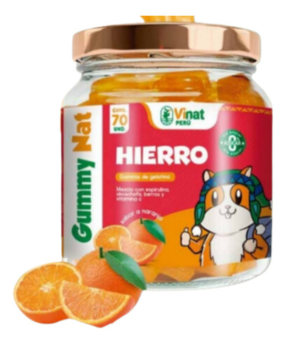 Hierro En Gomitas 70und En Pote Vidrio Combate La Anemia