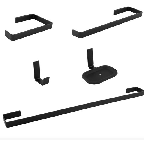 Kit Accesorios Baño 5 Pzs Negro Ac. Inox - Ferrejido