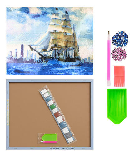 Pintura Diamantes Cristal Arte Kit Adhesivo 40x50cm Madera Barco
