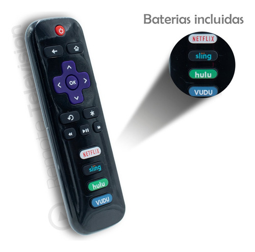 Control Pantalla Smart Tv Tcl Rc280 Netflix, Hulu Vudu