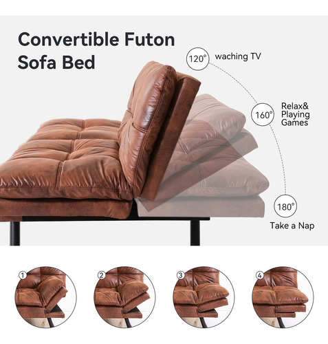 Futón De Espuma Viscoelástica Sofá Cama Color Café Medio