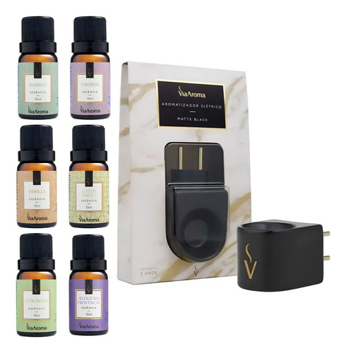 Kit Difusor Elétrico Original E 6 Essências 10ml Via Aroma