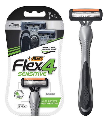 Bic Flex 4 Titanium Sensitive. C/3 Rastrillos Desechables