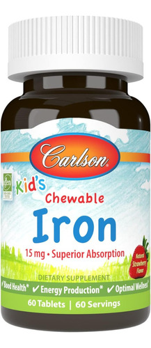 Hierro 15 Mg Para Niños Carlson 60 Tabletas Masticables