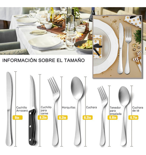 Juego De 48pcs Cuchillo, Tenedor Y Cuchara Acero Inoxidable