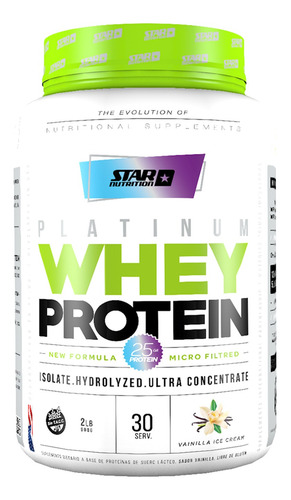 Imagen 1 de 1 de Suplemento en polvo Star Nutrition Platinum Whey Protein proteína sabor vanilla ice cream en pote de 908g