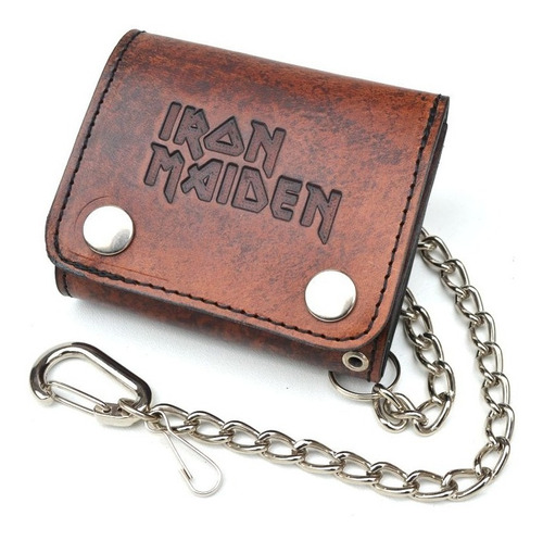 Billetera De Cuero - Biker Wallet - Iron Maiden + Cadena