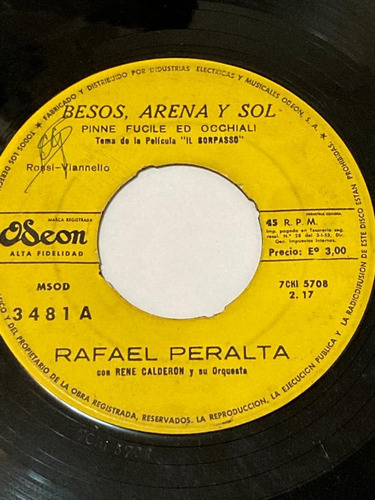 Vinilo Single De Rafael Peralta Besos ,arena Y Sol(110y