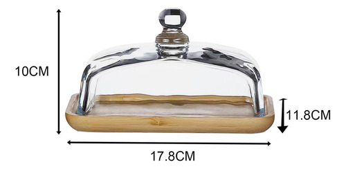 Plato Rectangular De Bambú For Tartas Con Tapa De Cristal