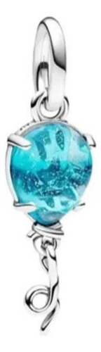 Dije Plata S925 Globo Azul Vuela Alto Cristal Murano Premium