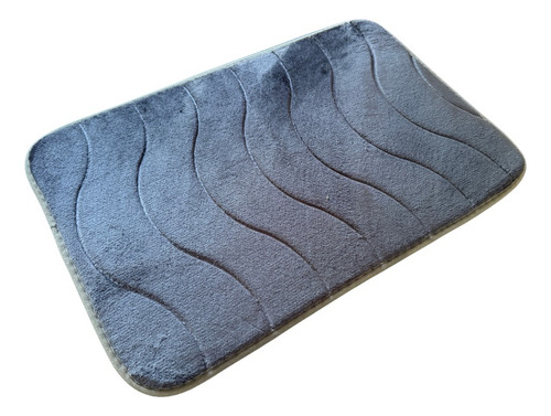 Alfombra Con Antideslizante De Baño Con Memoria 40x60cm Color Gris oscuro ondas