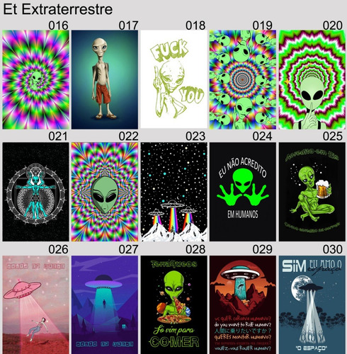 Imagem 2 de 10 de Kit 10 Placas Decorativas Et Extraterrestre Alien