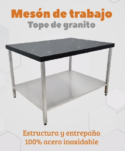 Mesa De Acero Inoxidable Con Tope De Granito