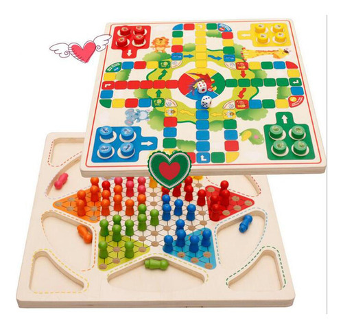 De Ludo Quatre En Un Flying Chess Damas Chinas Vintage Para