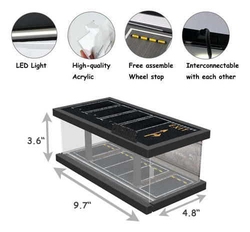 Vitrina De Coche Modelo Fundido A Escala 1/64 Con Luz Led Y