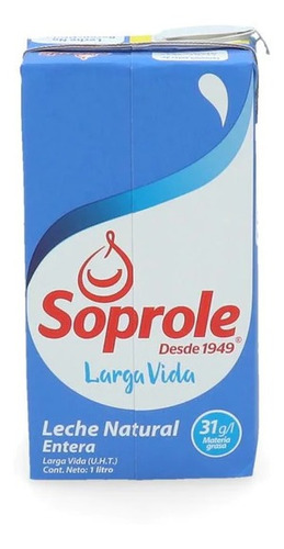 Leche Entera Uht Con Tapa Soprole 1 Lt(12 Unidades) Super