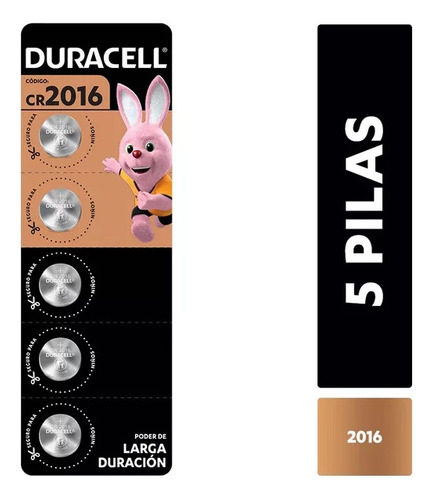 Duracell Pila Botón Cr2016 X 5 Unidades