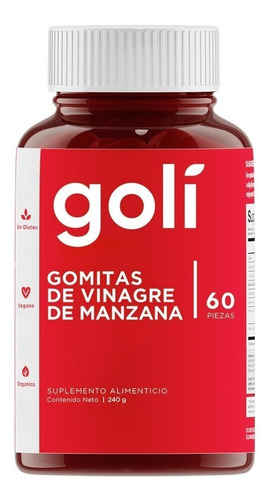 Imagen 1 de 1 de Suplemento en gomitas Goli Nutrition Gomitas de vinagre de manzana carbohidratos sabor vinagre de manzana en pote de 240g 60 un
