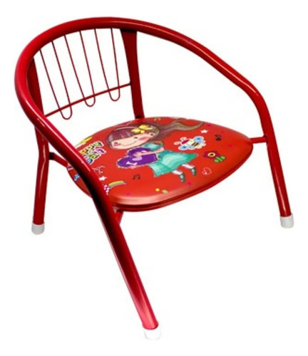 Silla Metalica Para Niños Y Niñas Y Diseños Color Rojo