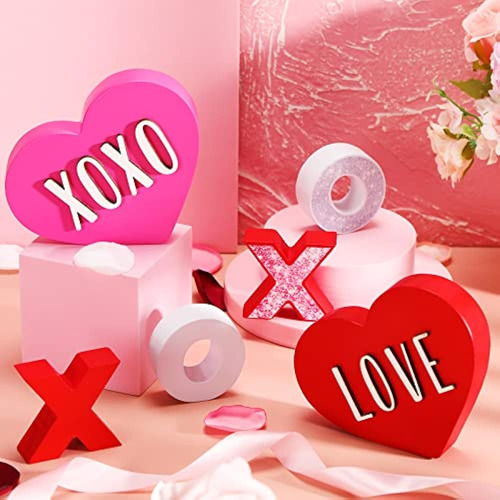 6 Piezas Letrero De Madera Para El Día De San Valentín Decor