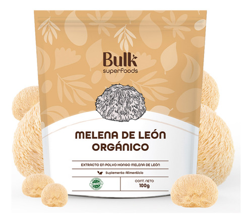Extracto Hongo Melena De León Orgánico Polvo 100g Adaptógeno Sabor Hongo Melena De León En Polvo