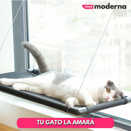 Imagen 2 de 7 de Cama Colgante Gato Para Ventana Ventanal Hasta 25kg Muymode®