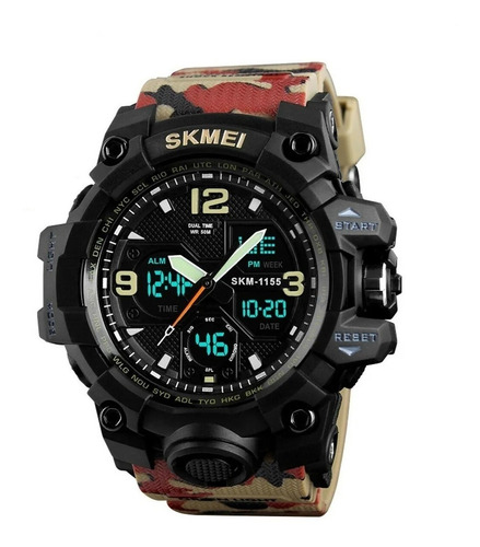 Reloj Skmei S-shock Antigolpes  1155b Camuflado Rojo