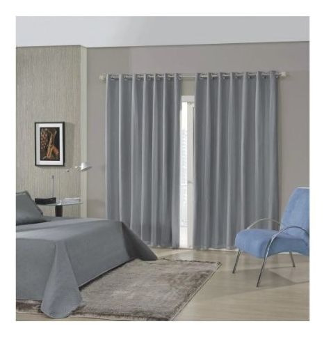 Cortina Blackout Sala/quarto Em Tecido 2,00 X1,80m Cinza