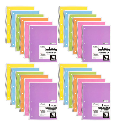 Mead Spiral Notebook, 6 Pack Of 1-subject College Urgij